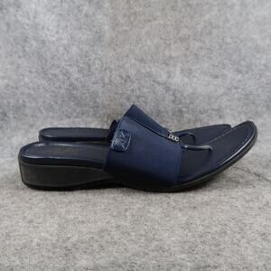 Anne Klein Shoes Womens 9.5 Dress Sandals Slip On Flip Flop Elastic Strap Blue